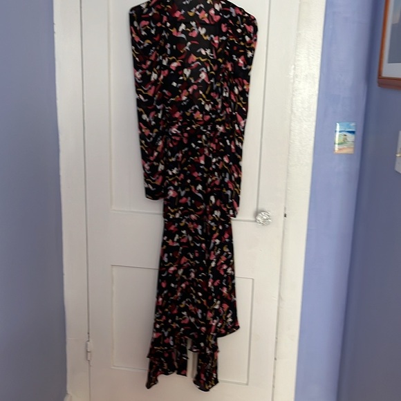 A.L.C. Silk wrap dress black and coral size 4 - Picture 9 of 11